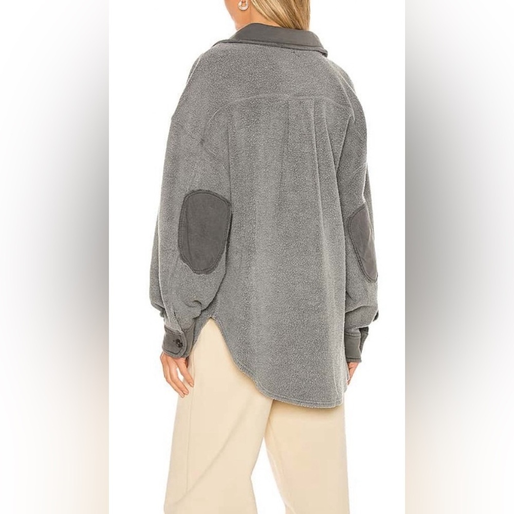 Free People Gray Ruby Oversized Fleece Shirt Jacket Shacket Eucalyptus S Small - Picture 3 of 10